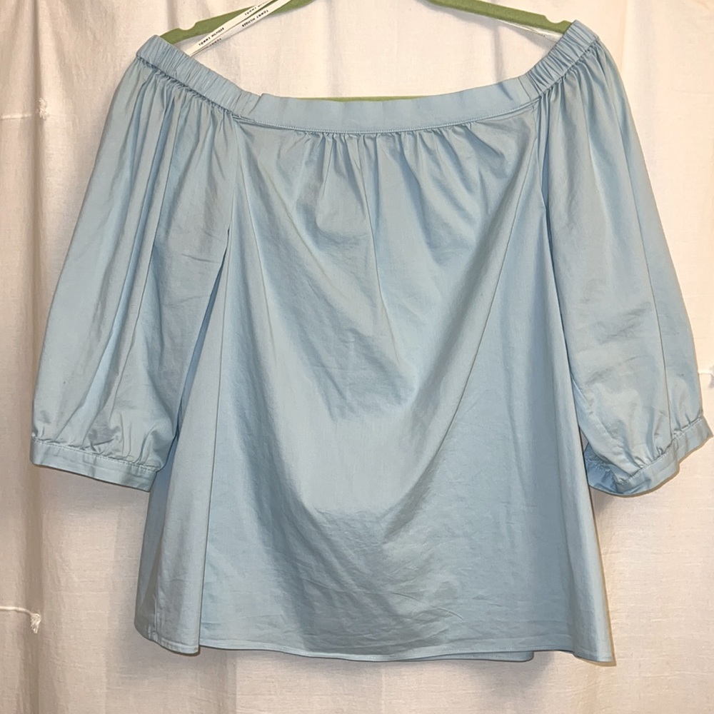 Tommy Hilfiger Boatneck/Off-Shoulder Aqua 3/4 sleeve Top, Size 10